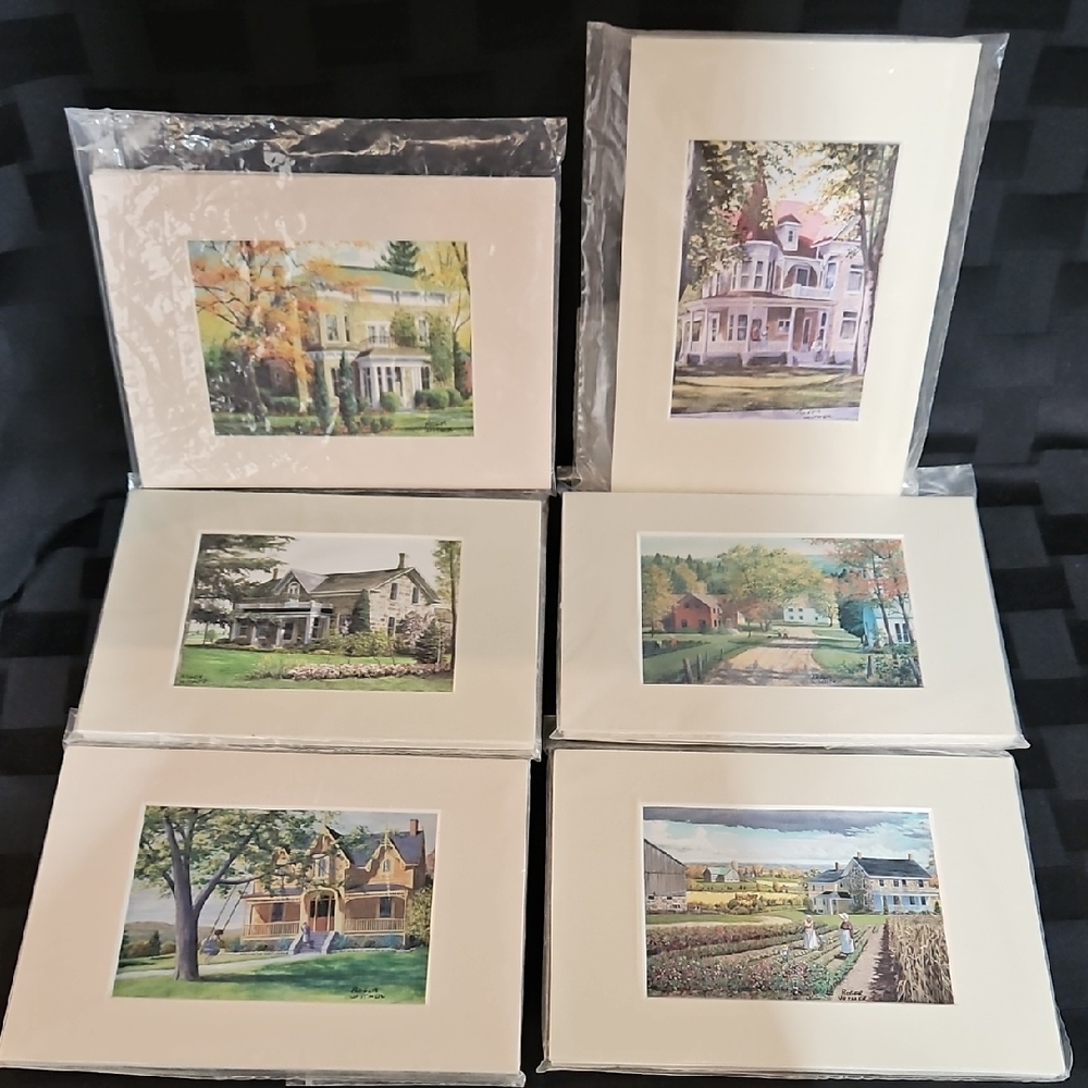 VTG NOS Roger Witmer Art Prints Lot of 6 Matted St. Jacobs Ontario Heritage Art